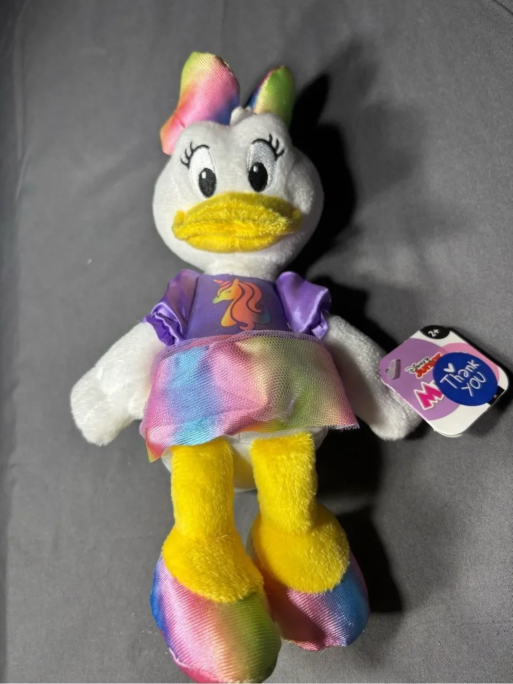 New Disney Daisy Duck Unicorn Plush Toy - White & Rainbow